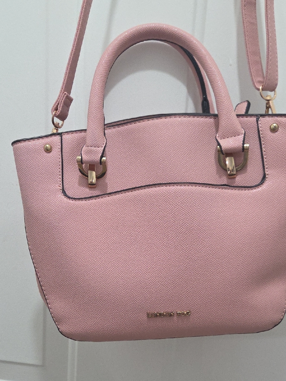 London Fog 2 Handle Purse WITH FLAWS Detachable Strap Crossbody Bag Purse Pink - Picture 2 of 8